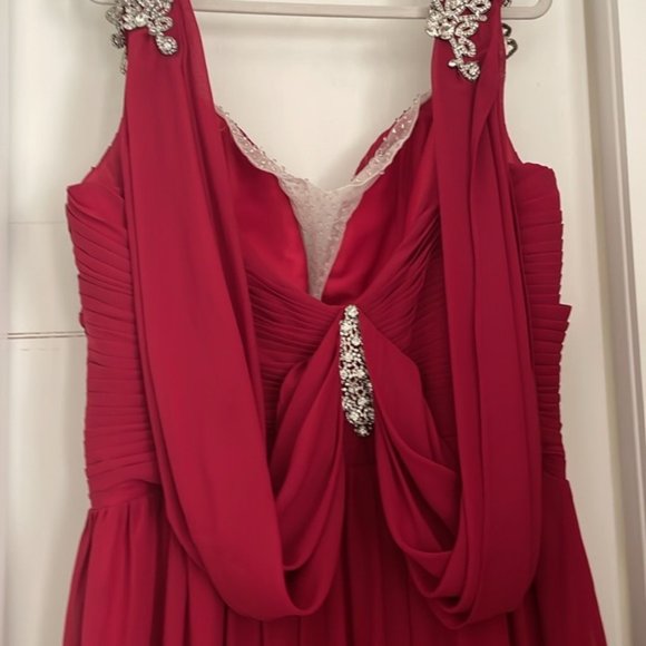 RED Formal Gown with Rhinestones Fabric sleeveless - Picture 8 of 12